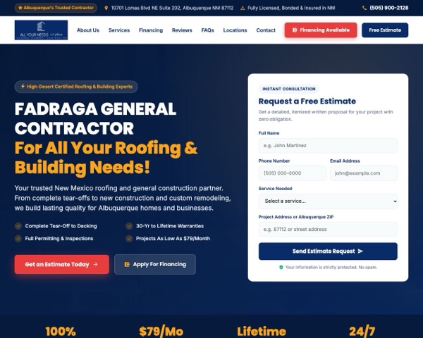 Fadraga General Contractor website screenshot