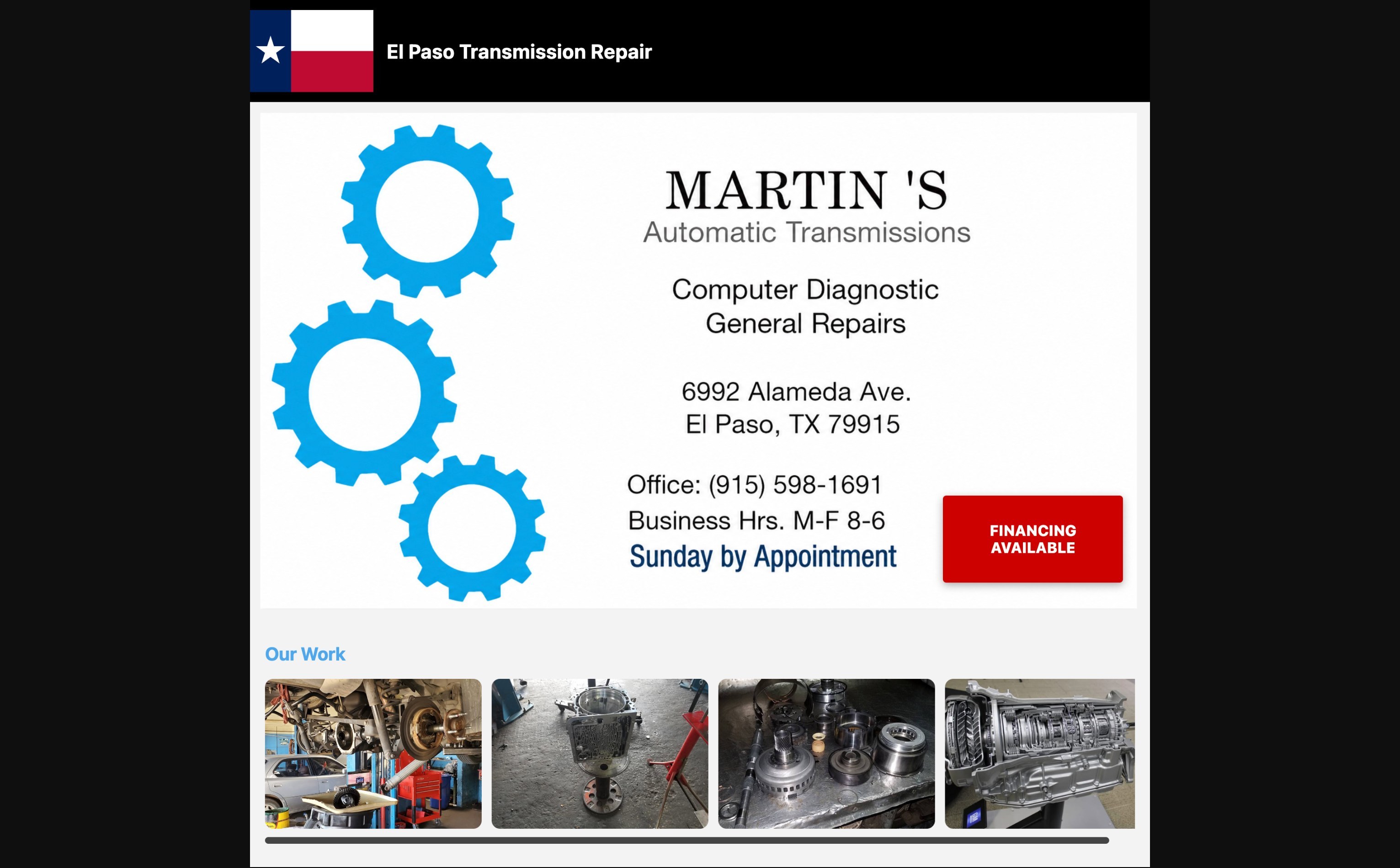El Paso Transmission & Automotive Repair website screenshot